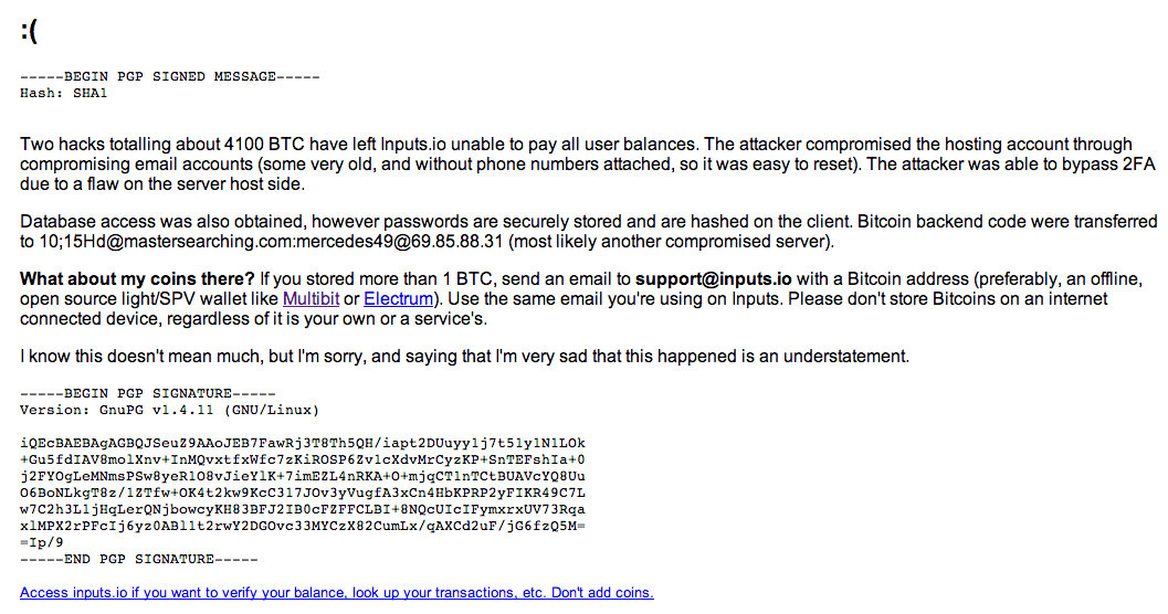 Inputs.io bitcoins stolen